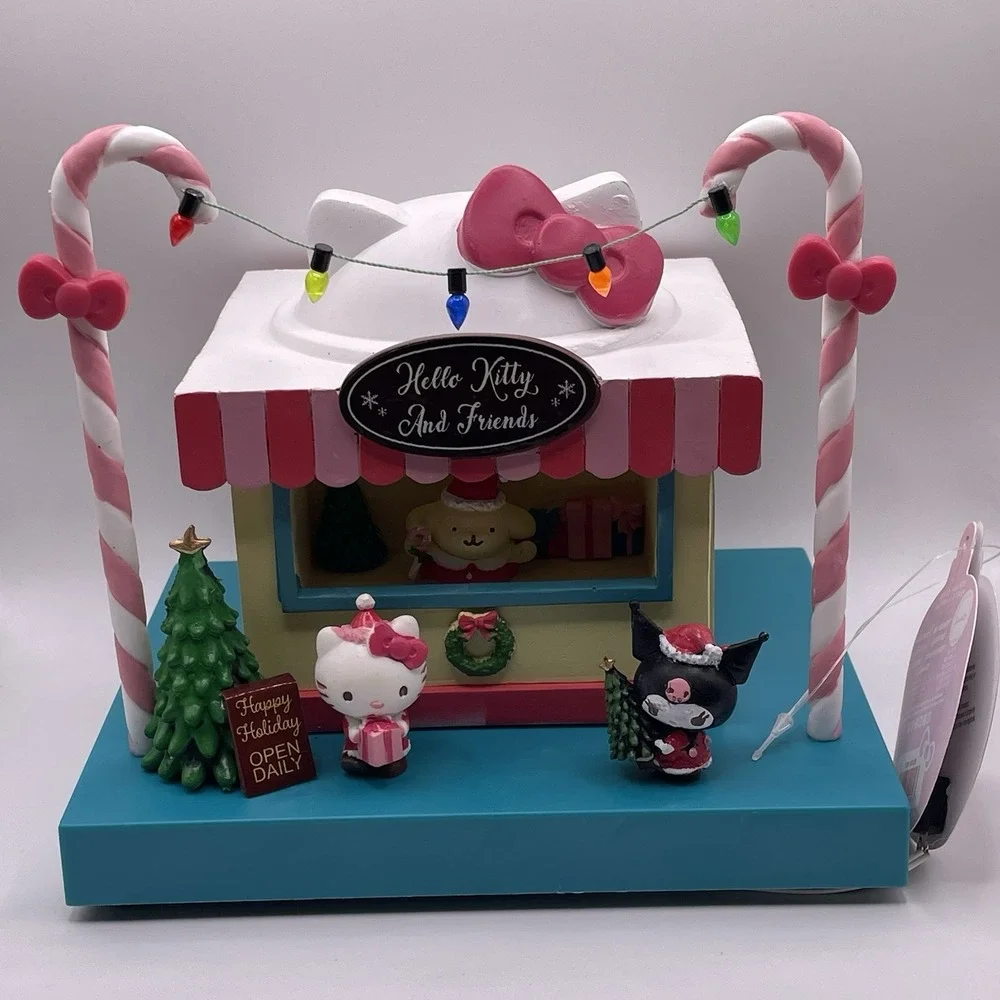 Hello Kitty Kuromi Pompompurin Light Up Christmas Candy Cane Village Sanrio NEW